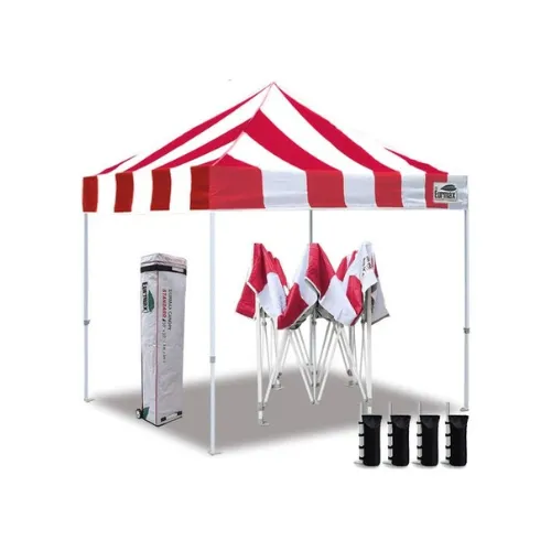 Red and white striped canopy tent rental for outdoor events