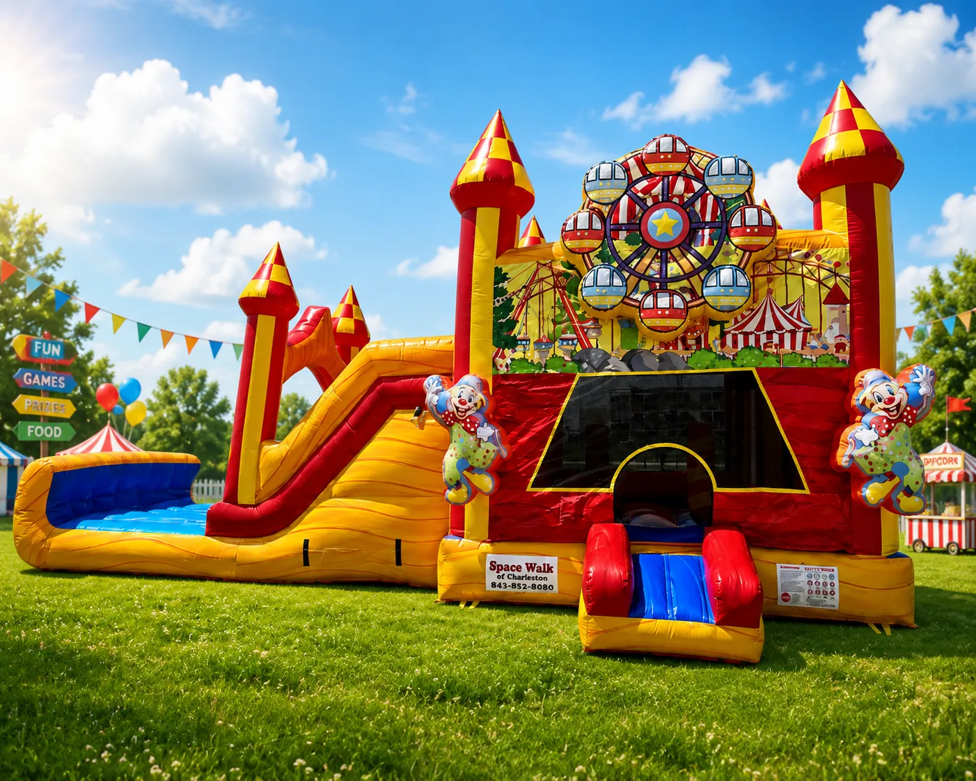 Carnival Fun Combo bounce house with slide